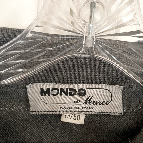 Vintage Mondo Di Marco Italy Gray Collared Pullover Wool Sweater Preppy Classic - Picture 4 of 5